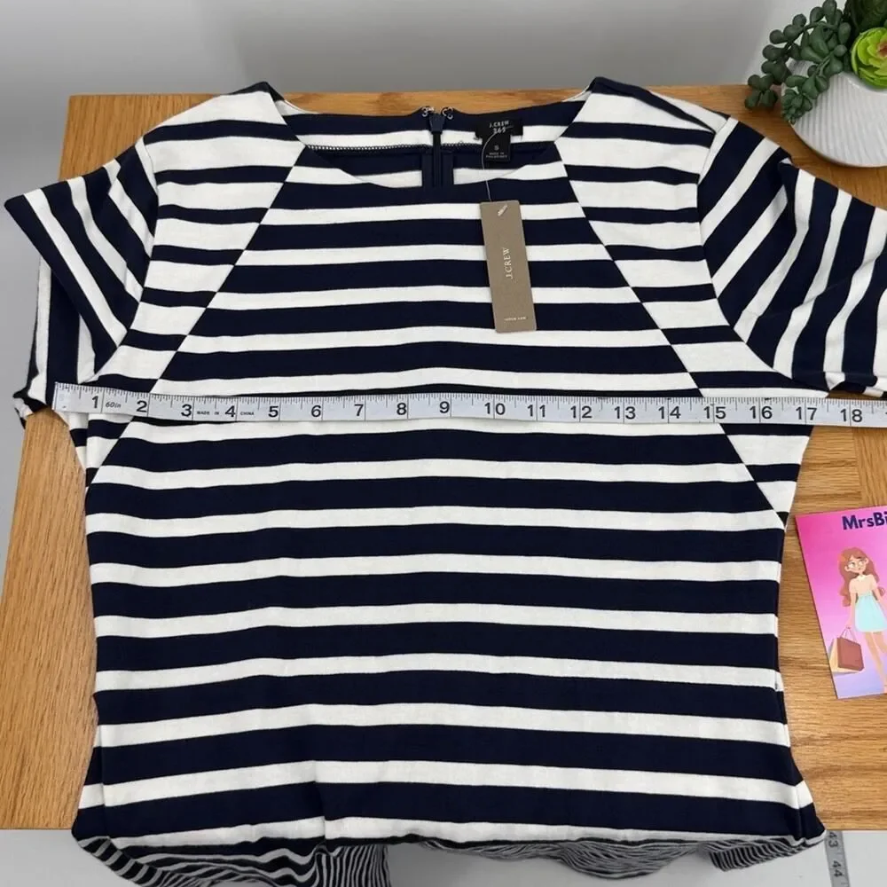 NWT J. Crew Navy and White Striped Long Sleeve Dress Small New with Tag Video